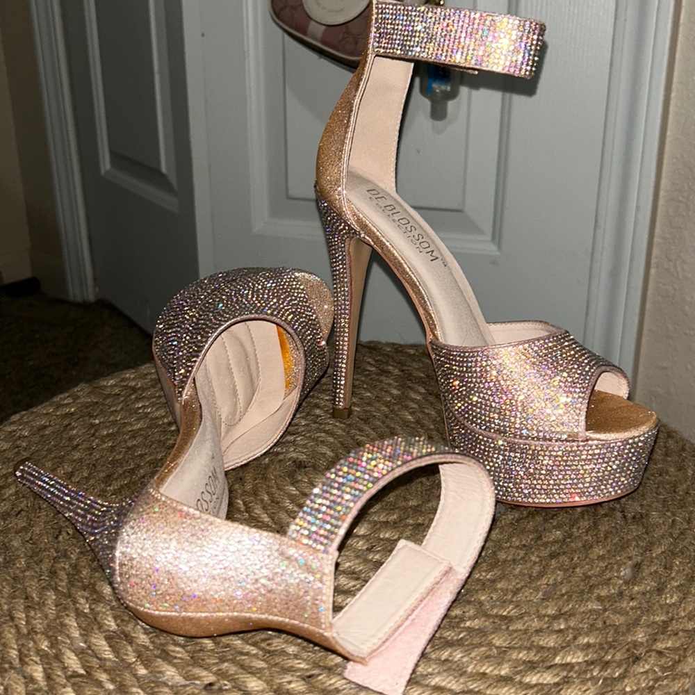 Rose gold Rhinestone Heels